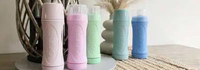 Subo Food Bottles in a range on colors mobile banner