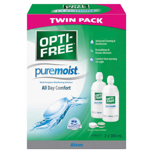 OPTI-FREE - PureMoist Multi-Purpose Disinfecting Solution - Twin Pack 2 x 300mL