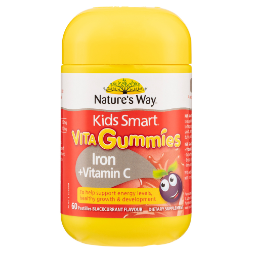 NATURE'S WAY - Kids Smart Vita Gummies Iron + Vitamin C Blackcurrant Flavour - 60 Pastilles