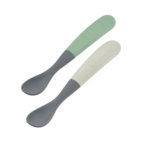 BEABA - 1st Stage Silicone Spoons Two - tone Travel Set (with case) - Mineral/Sage green - ThePharmacy - 1 - ThePharmacy