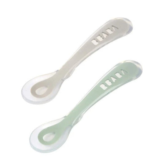 BEABA - 2nd Stage Soft Silicone Spoon with case - Velvet Grey/Sage Green - ThePharmacy - 1 - ThePharmacy