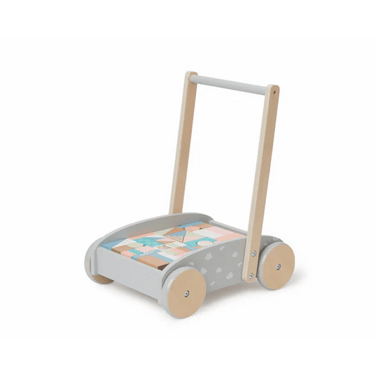 BUBBLE - Wooden Baby Push Cart & Walker with 45 Building Blocks - ThePharmacy - 1 - ThePharmacy