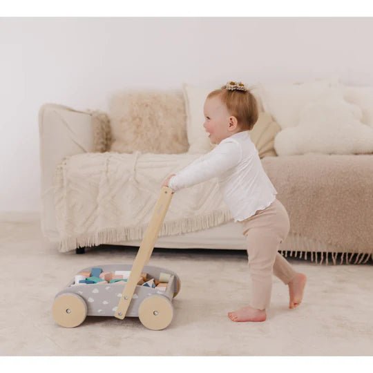 BUBBLE - Wooden Baby Push Cart & Walker with 45 Building Blocks - ThePharmacy - 2 - ThePharmacy