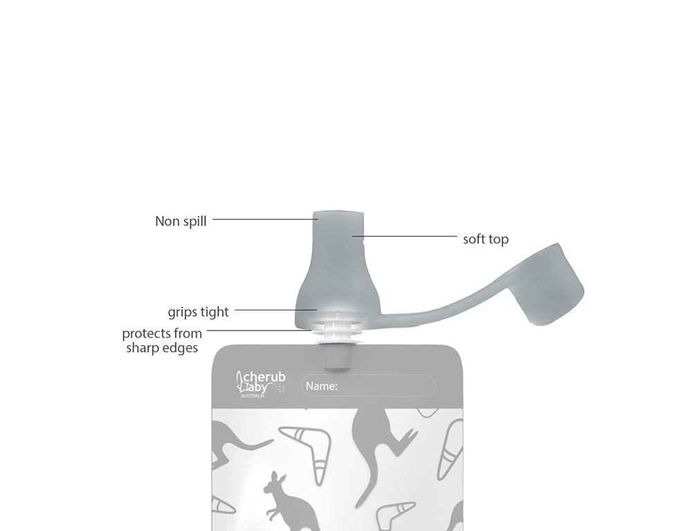 Cherub Baby Food Pouch Spouts - Lemon & Grey 2pk - Cherub Baby - 4 - Baby & Kids - ThePharmacy