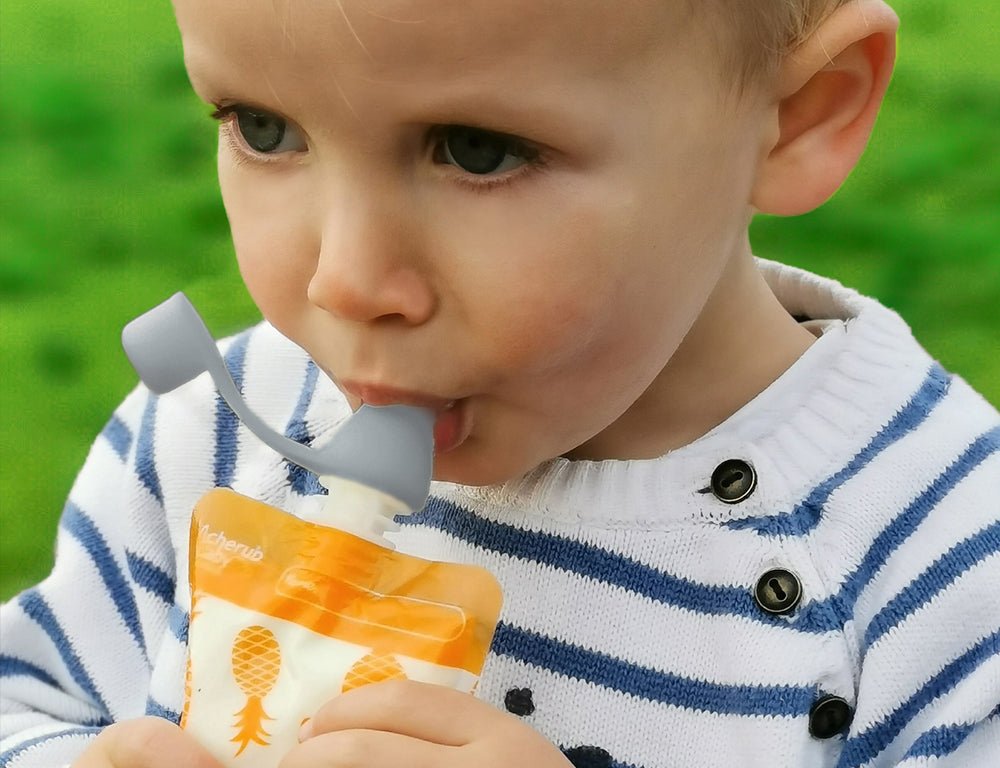 Cherub Baby Food Pouch Spouts - Lemon & Grey 2pk - Cherub Baby - 7 - Baby & Kids - ThePharmacy