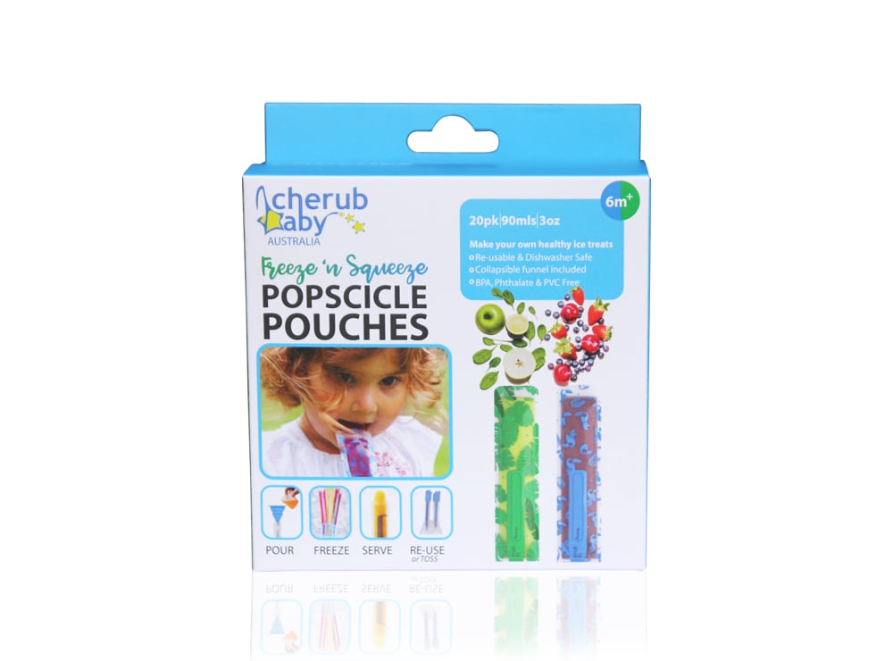 Cherub Baby Freeze n Squeeze Ice Pop Pouches - Toucan Blue & Rainforest Green 20pk - Cherub Baby - 10 - Baby & Kids - ThePharmacy