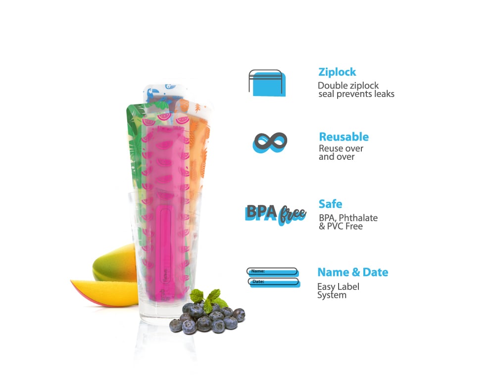 Cherub Baby Freeze n Squeeze Ice Pop Pouches - Toucan Blue & Rainforest Green 20pk - Cherub Baby - 3 - Baby & Kids - ThePharmacy