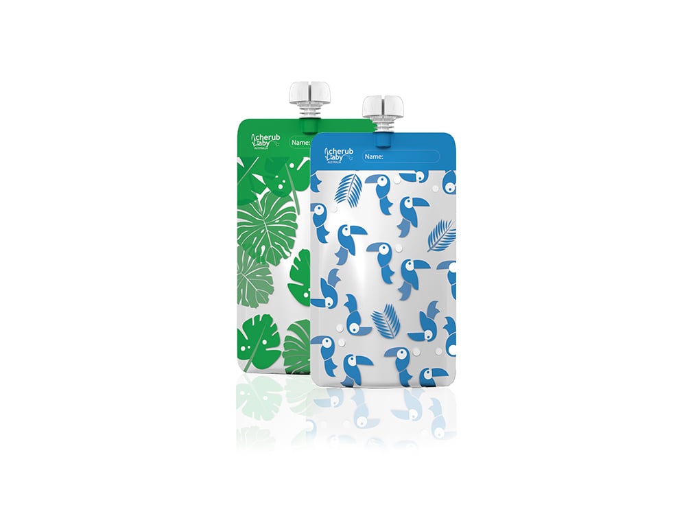 Cherub Baby On the Go Mini Food Pouches - Toucan Blue & Rainforest Green 10 pack - Cherub Baby - 1 - Baby & Kids - ThePharmacy