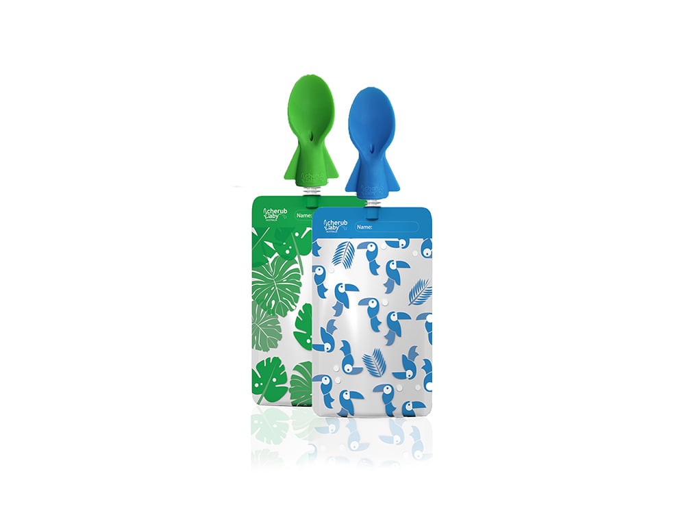 Cherub Baby On the Go Mini Food Pouches - Toucan Blue & Rainforest Green 10 pack - Cherub Baby - 2 - Baby & Kids - ThePharmacy
