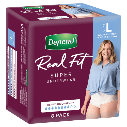 DEPEND - Real Fit Super Underwear for Women | 8 Pack x4 (32 Pack) - 3 SIZES - DEPEND - 2 - Health - ThePharmacy