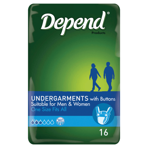 DEPEND - Undergarment with Buttons Unisex | 16 Pack x4 (64 Pack) - DEPEND - 1 - Health - ThePharmacy