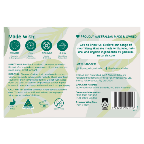 GAIA Biodegradable Water Wipes - GAIA - 6 - Baby & Kids - ThePharmacy