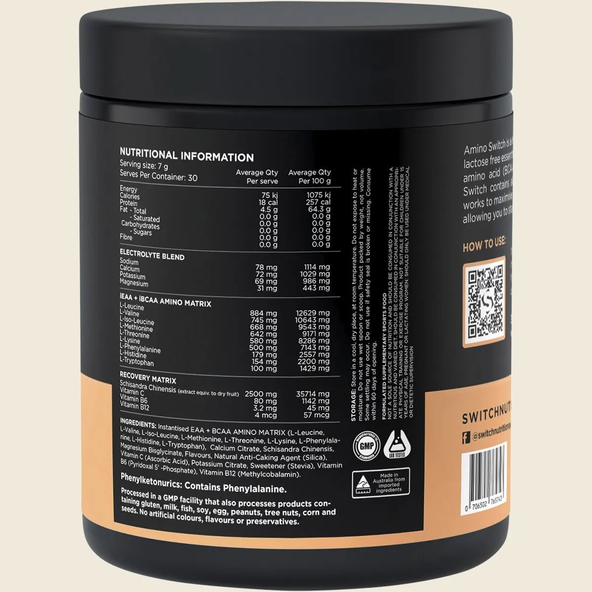Switch Nutrition Amino EAA & BCAA Electrolyte Recovery 210g Tub - Switch - 4 - Health - ThePharmacy