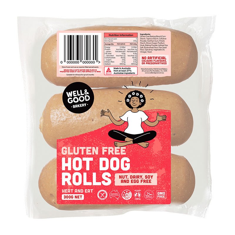 WELL & GOOD - Gluten Free Hot Dog Rolls 300g (3x100g) | 8 Pack - WELL & GOOD - 1 - Diet & Fitness - ThePharmacy