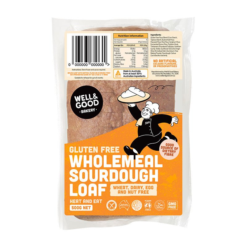 WELL & GOOD - Gluten Free Wholemeal Sourdough Loaf 500g | 8 Pack - WELL & GOOD - 1 - Diet & Fitness - ThePharmacy