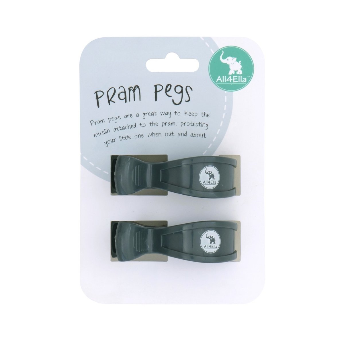 All4Ella Pram Pegs 2 Pack - Charcoal - All4Ella - 1 - Baby & Kids - ThePharmacy