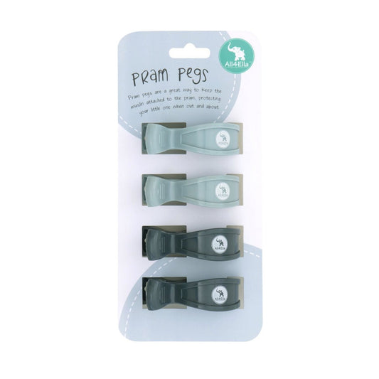 All4Ella Pram Pegs 4 Pack - Steel Blue & Charcoal - All4Ella - 1 - Baby & Kids - ThePharmacy