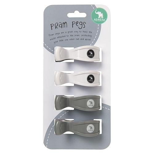 All4Ella Pram Pegs 4 Pack - White/Grey - All4Ella - 1 - Baby & Kids - ThePharmacy