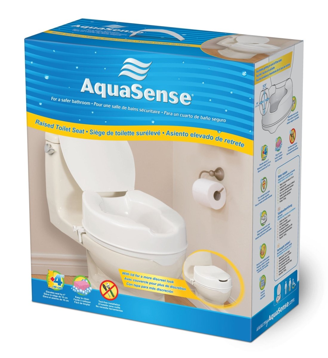 Aquasense Toilet Seat Raised with Lid - 10.2cm - Aquasense - 2 - Health - ThePharmacy