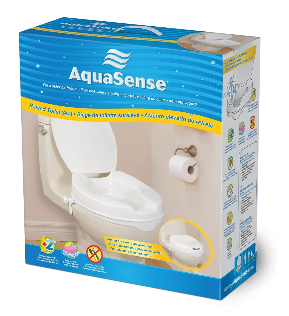 Aquasense Toilet Seat Raised with Lid - 5cm - Aquasense - 2 - Health - ThePharmacy
