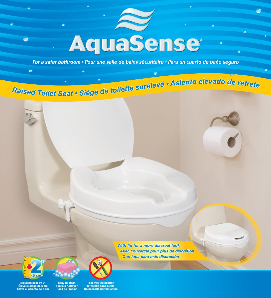 Aquasense Toilet Seat Raised with Lid - 5cm - Aquasense - 3 - Health - ThePharmacy