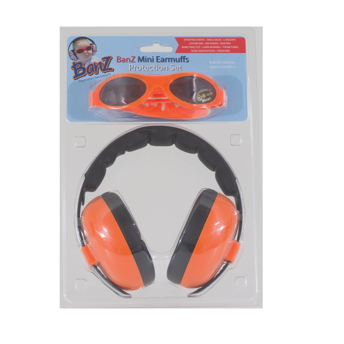 Baby Banz Baby Earmuff and Sunglasses Combination Pack - Orange - Baby Banz - 2 - Baby & Kids - ThePharmacy