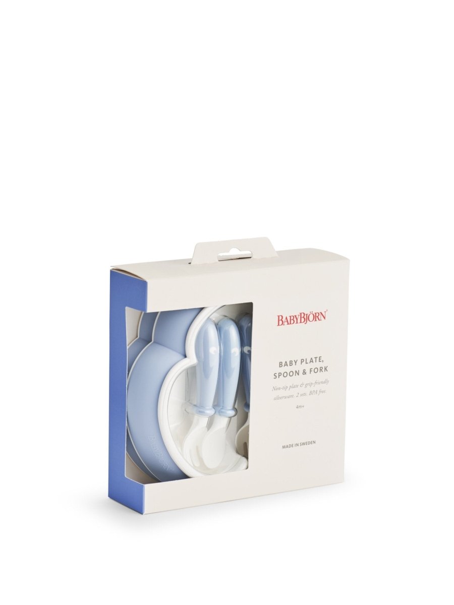 BabyBjorn Baby Plate, Spoon and Fork Set - Powder Blue (2 pack) - BabyBjorn - 2 - Baby & Kids - ThePharmacy