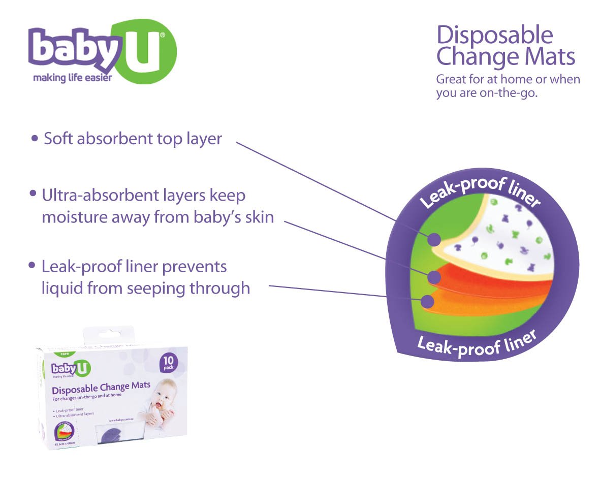 BabyU Disposable Change Mats 10 pack - Baby U - 4 - Baby & Kids - ThePharmacy