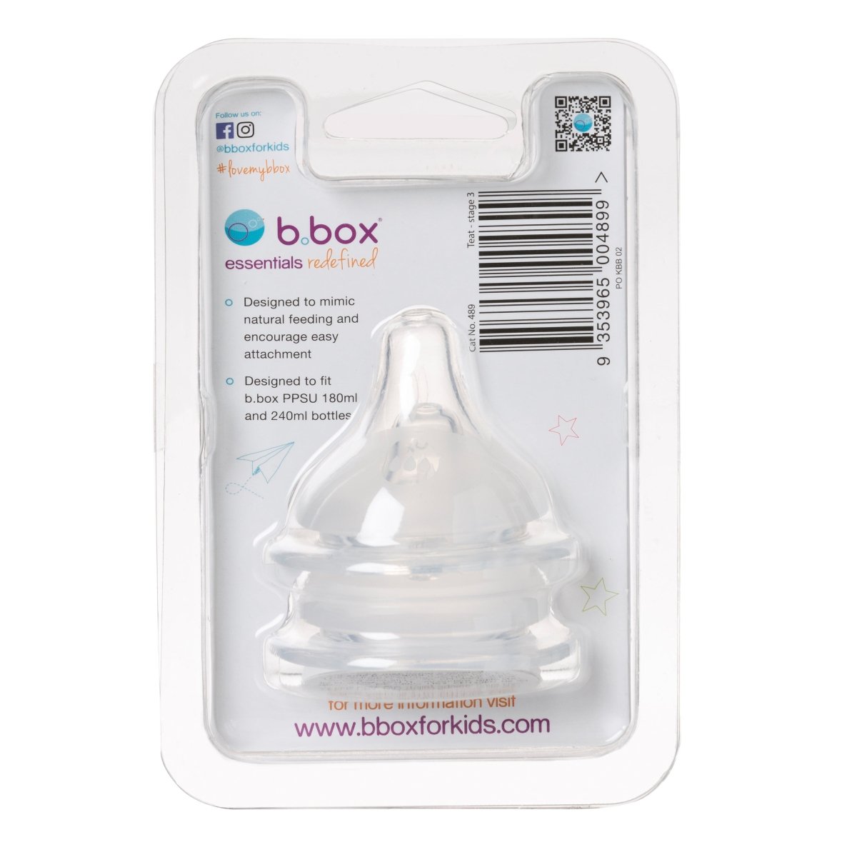 b.box Anti - Colic Teat Stage 2 3 - 6M (2 Pack) - B.Box - 2 - Baby & Kids - ThePharmacy