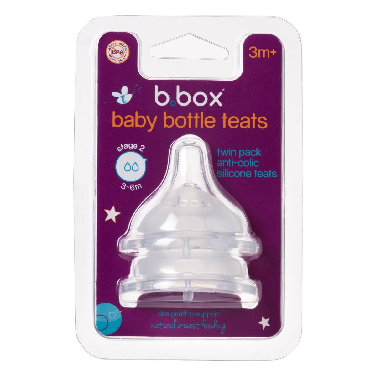 b.box Anti - Colic Teat Stage 2 3 - 6M (2 Pack) - B.Box - 3 - Baby & Kids - ThePharmacy