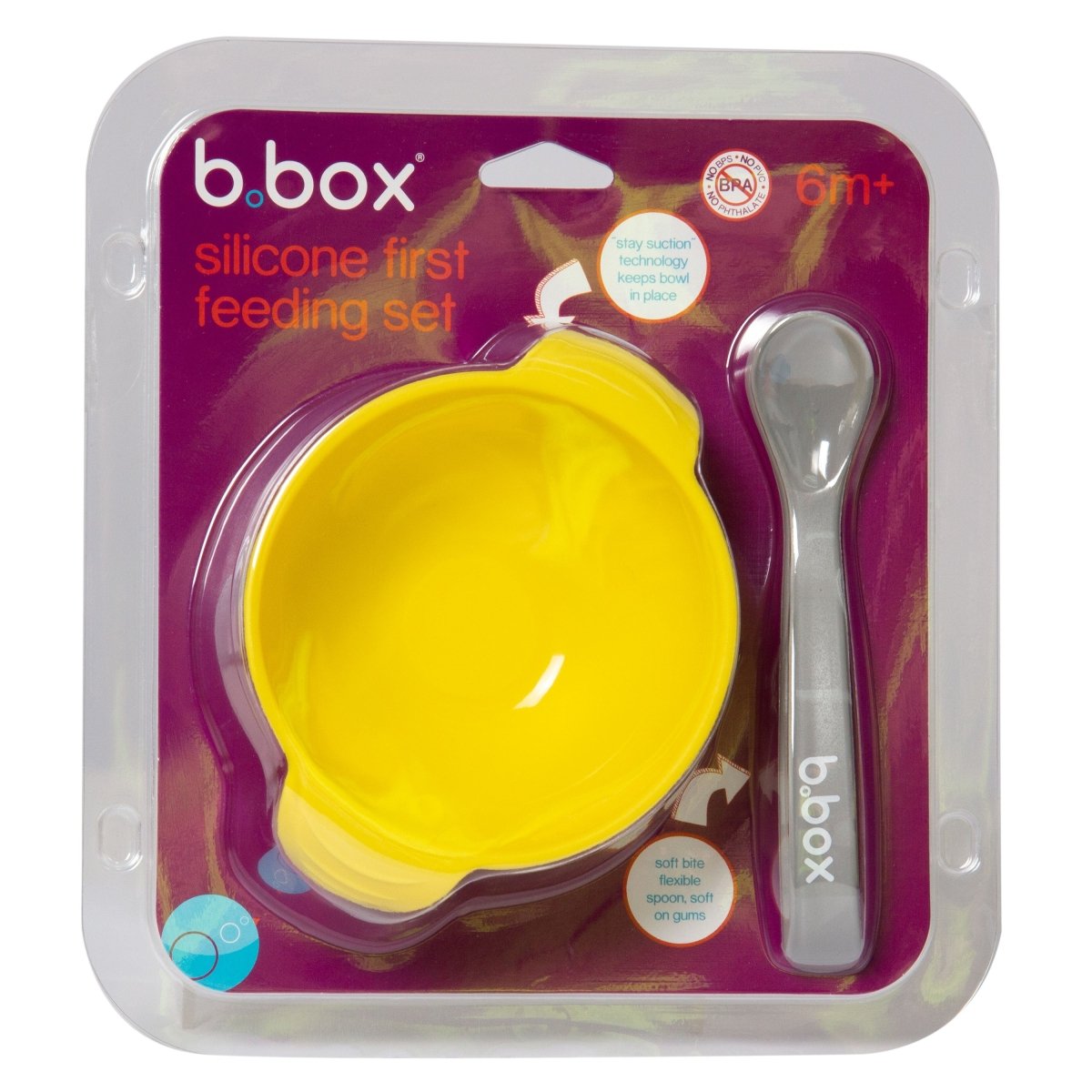 b.box Silicone First Feeding Set Bowl + Spoon - Lemon Sherbert - B.Box - 2 - Baby & Kids - ThePharmacy