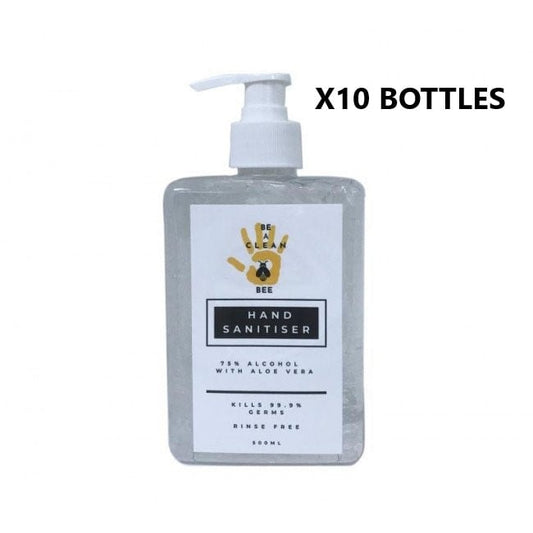 Be A Clean Bee 75% Alcohol Based Hand Sanitiser Gel containing Aloe Vera 500mL x 10 PACK - Be A Clean Bee - 1 - Health - ThePharmacy