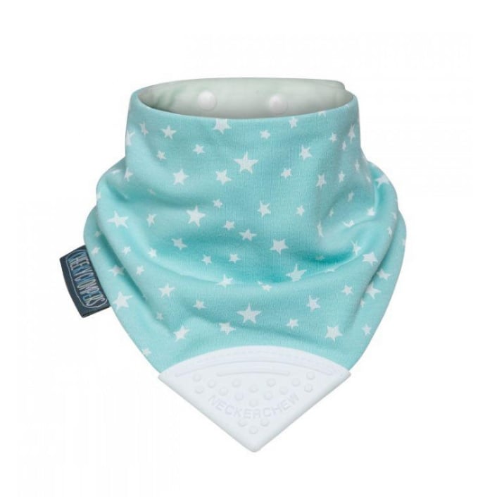 Cheeky Chompers Neckerchew Teething Dribble Bib - Sage Stars - Neckerchew - 1 - Baby & Kids - ThePharmacy