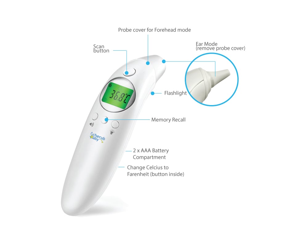 Cherub Baby 4 in 1 Infrared Digital Ear and Forehead Thermometer - Version 2 - Cherub Baby - 3 - Baby & Kids - ThePharmacy
