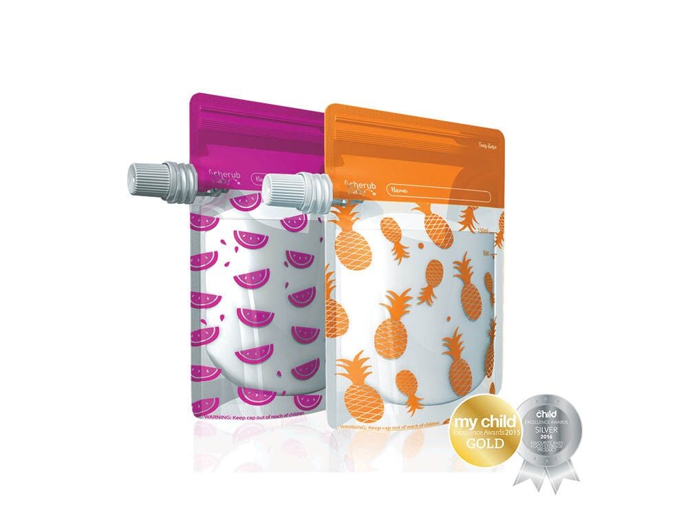Cherub Baby Food Storage Pouch 150mL - Limited Edition - Neon Melon & Hot Pineapple (10 pack) - Cherub Baby - 1 - Baby & Kids - ThePharmacy