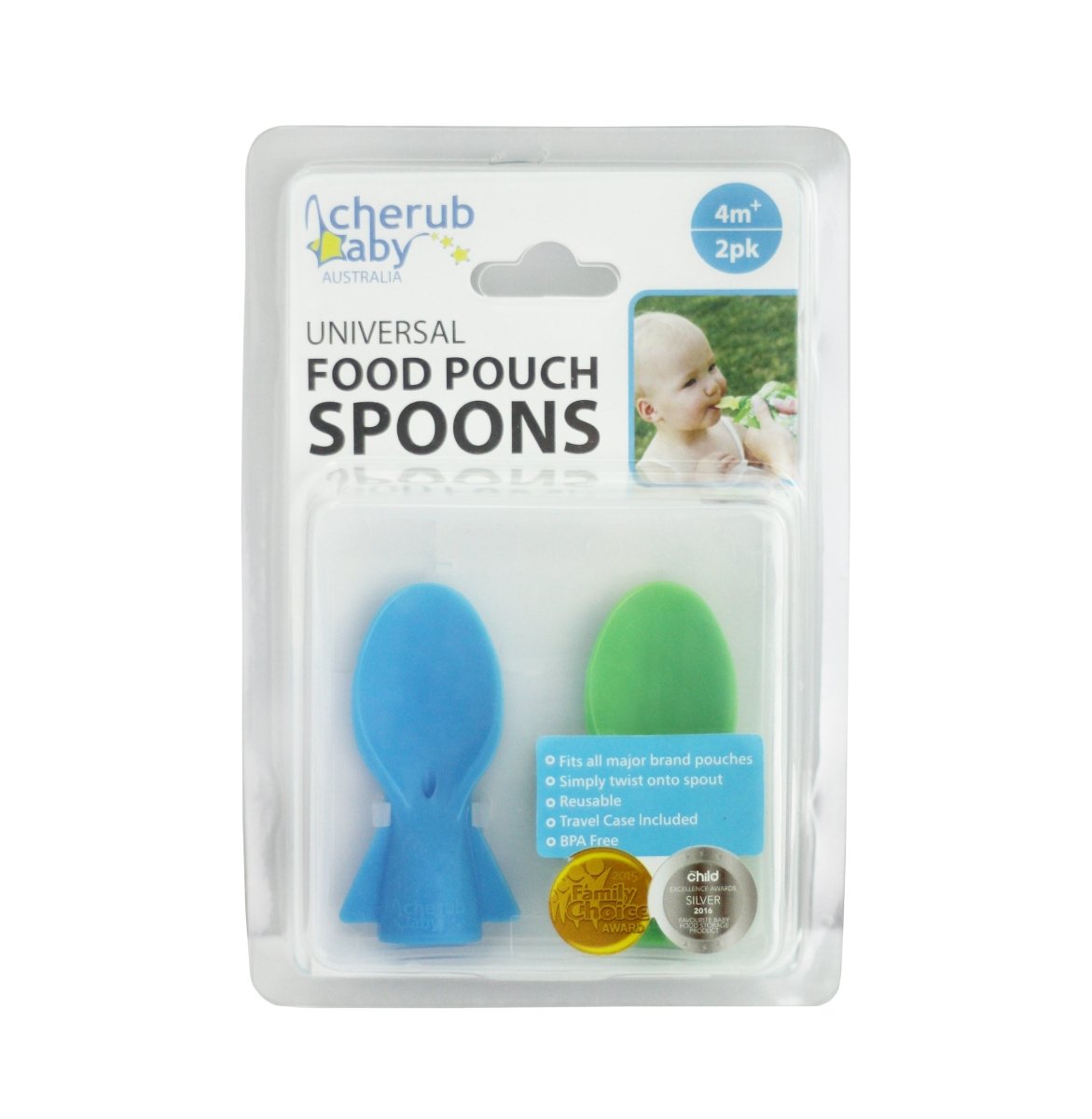 Cherub Baby Universal Food Pouch Spoons - Blue & Green (2 pack) - Cherub Baby - 5 - Baby & Kids - ThePharmacy