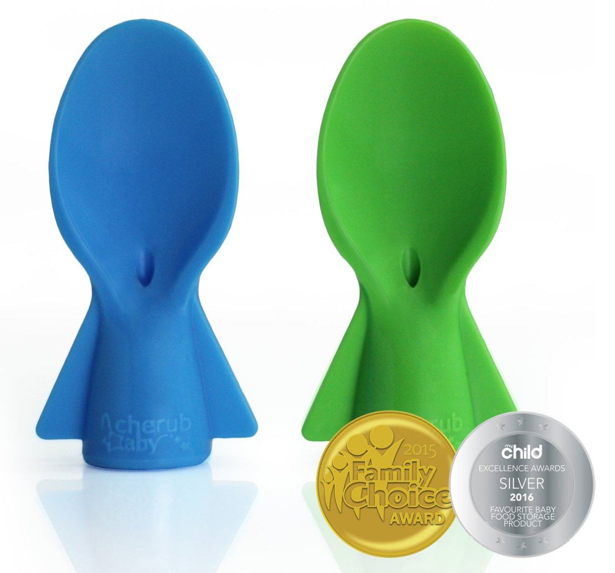 Cherub Baby Universal Food Pouch Spoons - Blue & Green (2 pack) - Cherub Baby - 1 - Baby & Kids - ThePharmacy
