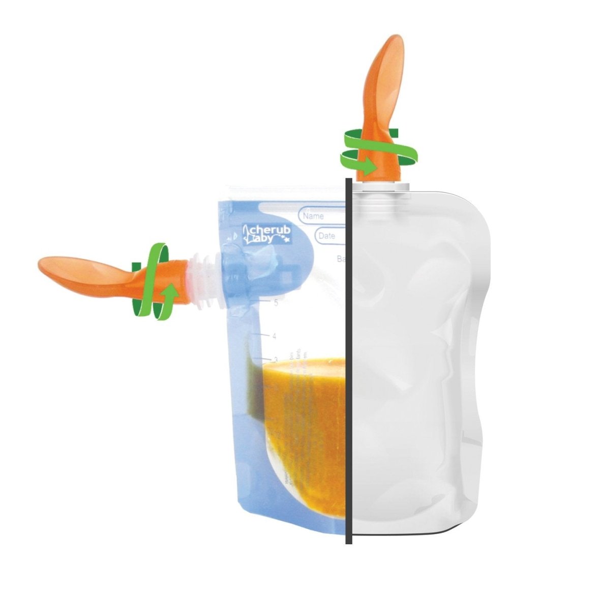 Cherub Baby Universal Food Pouch Spoons - Blue & Green (2 pack) - Cherub Baby - 2 - Baby & Kids - ThePharmacy