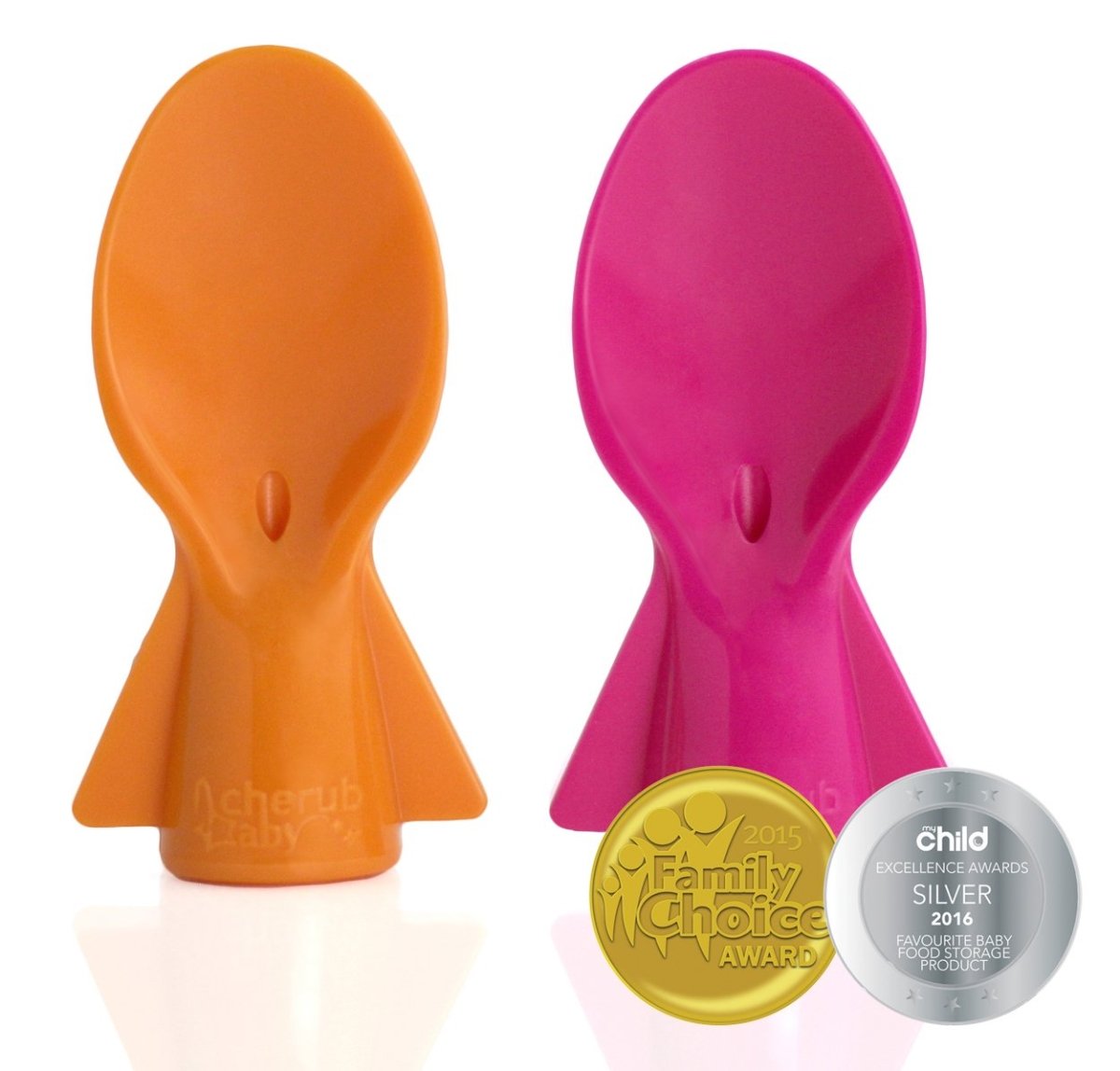 Cherub Baby Universal Food Pouch Spoons - Pink & Orange (2 pack) - Cherub Baby - 1 - Baby & Kids - ThePharmacy