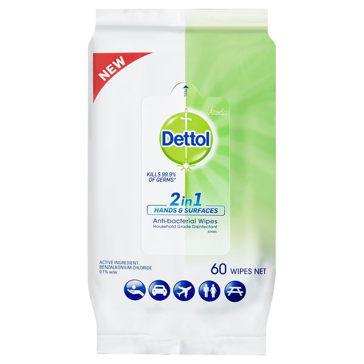 Dettol 2 In 1 Hands And Surfaces Antibacterial Wipes 60 pack - Dettol - 1 - Health - ThePharmacy