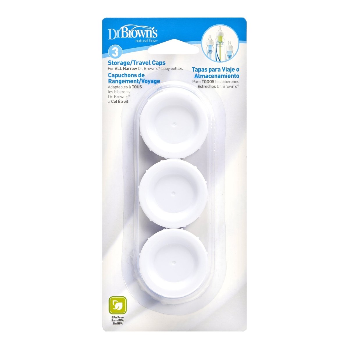 Dr Brown's Narrow Neck Travel Storage caps (3 per pack) - ThePharmacy