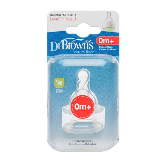 Dr Brown's Natural Flow Narrow Neck Level 1 Teats (2 teats) - Dr Brown's - 1 - Baby & Kids - ThePharmacy