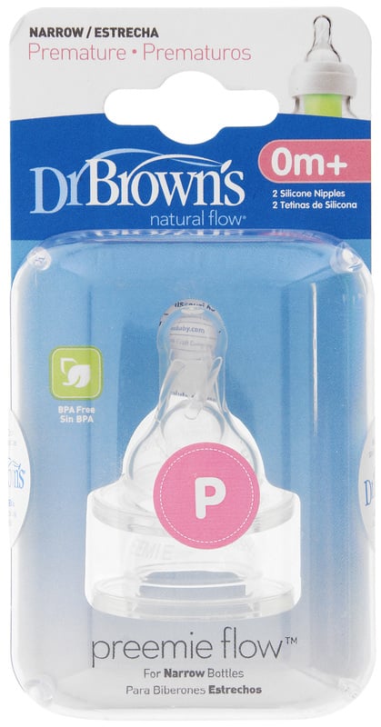 Dr Brown's Natural Flow Narrow Neck Preemie Teats (2 teats) - Dr Brown's - 1 - Baby & Kids - ThePharmacy
