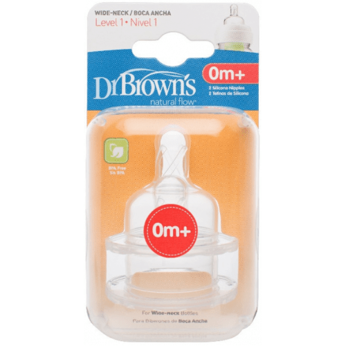 Dr Brown's Natural Flow Wide Neck Level 1 Teats (2 teats) - Dr Brown's - 1 - Baby & Kids - ThePharmacy