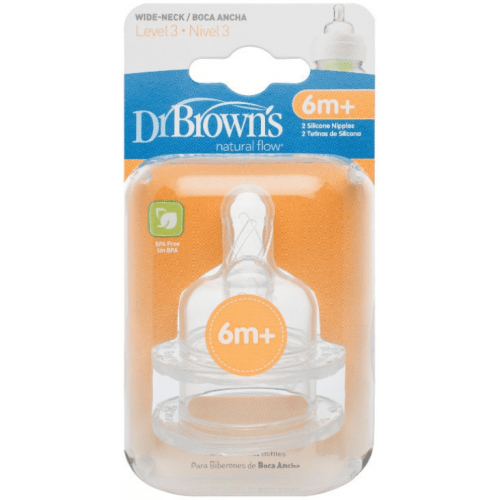 Dr Brown's Natural Flow Wide Neck Level 3 Teats (2 teats) - Dr Brown's - 1 - Baby & Kids - ThePharmacy