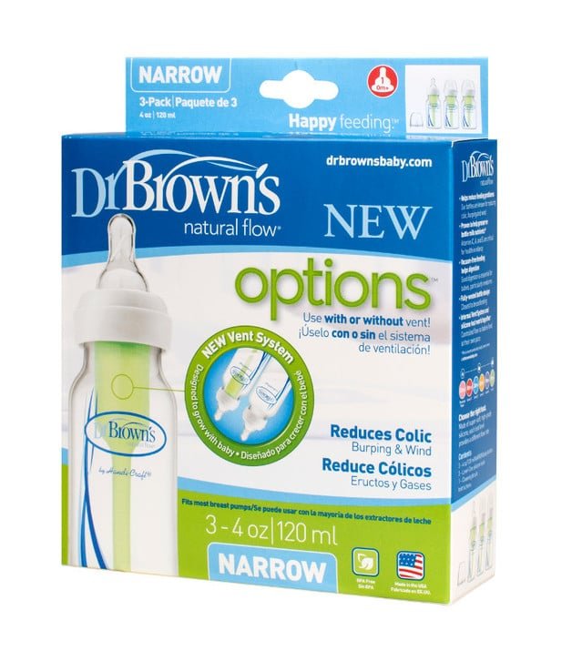Dr Brown's Options Narrow Neck 120mL Bottle (with Level 1 Teat) - 3 pack - Dr Brown's - 2 - Baby & Kids - ThePharmacy