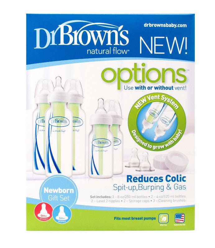 Dr Brown's OPTIONS Narrow Neck Newborn Set (2 x 120mL + 3 x 240mL + 2 extra teats+ caps) - Dr Brown's - 1 - Baby & Kids - ThePharmacy