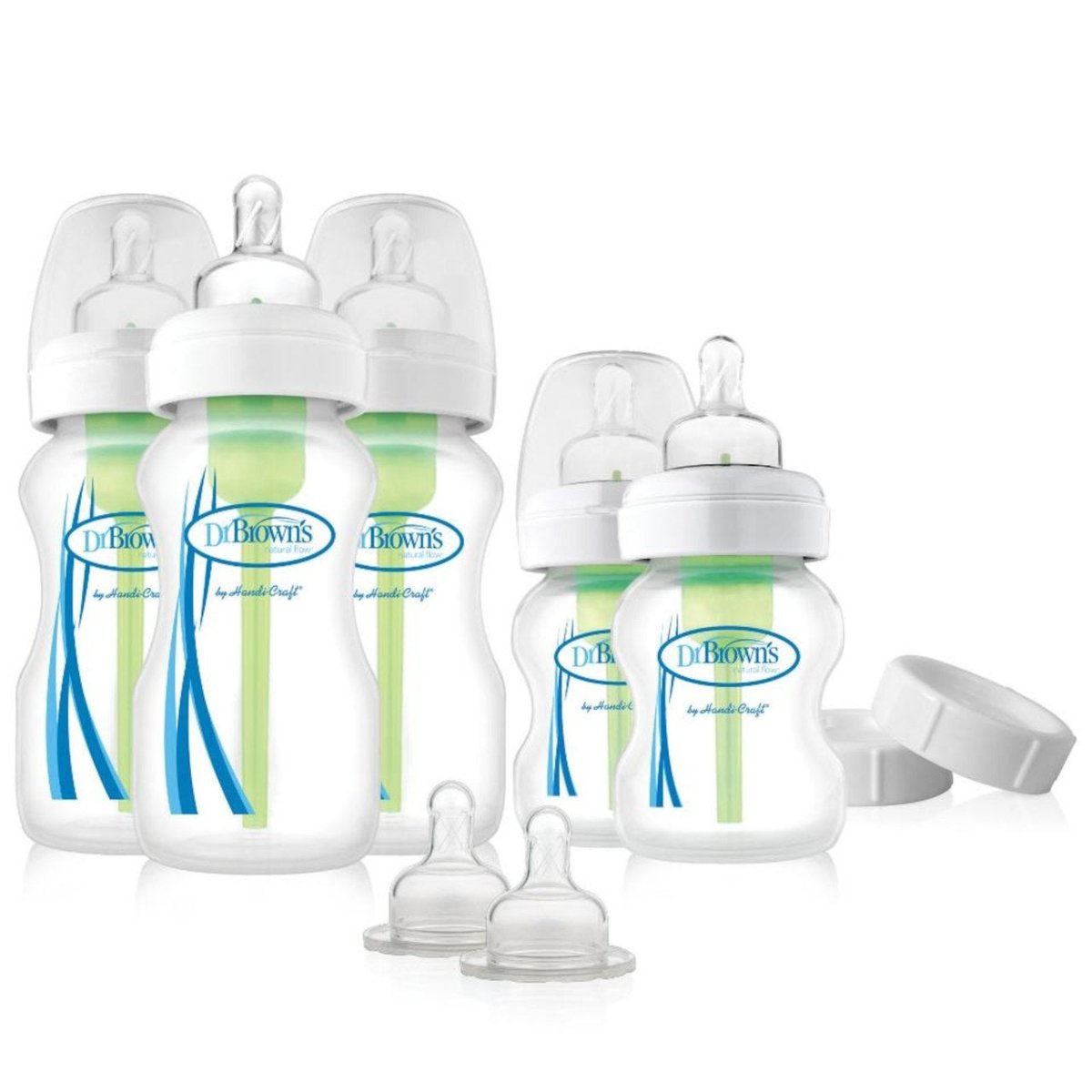 Dr Brown's OPTIONS Natural Flow Wide Neck Newborn Set (2 x 120mL + 3 x 240mL + 2 extra teats+ caps) - Dr Brown's - 2 - Baby & Kids - ThePharmacy