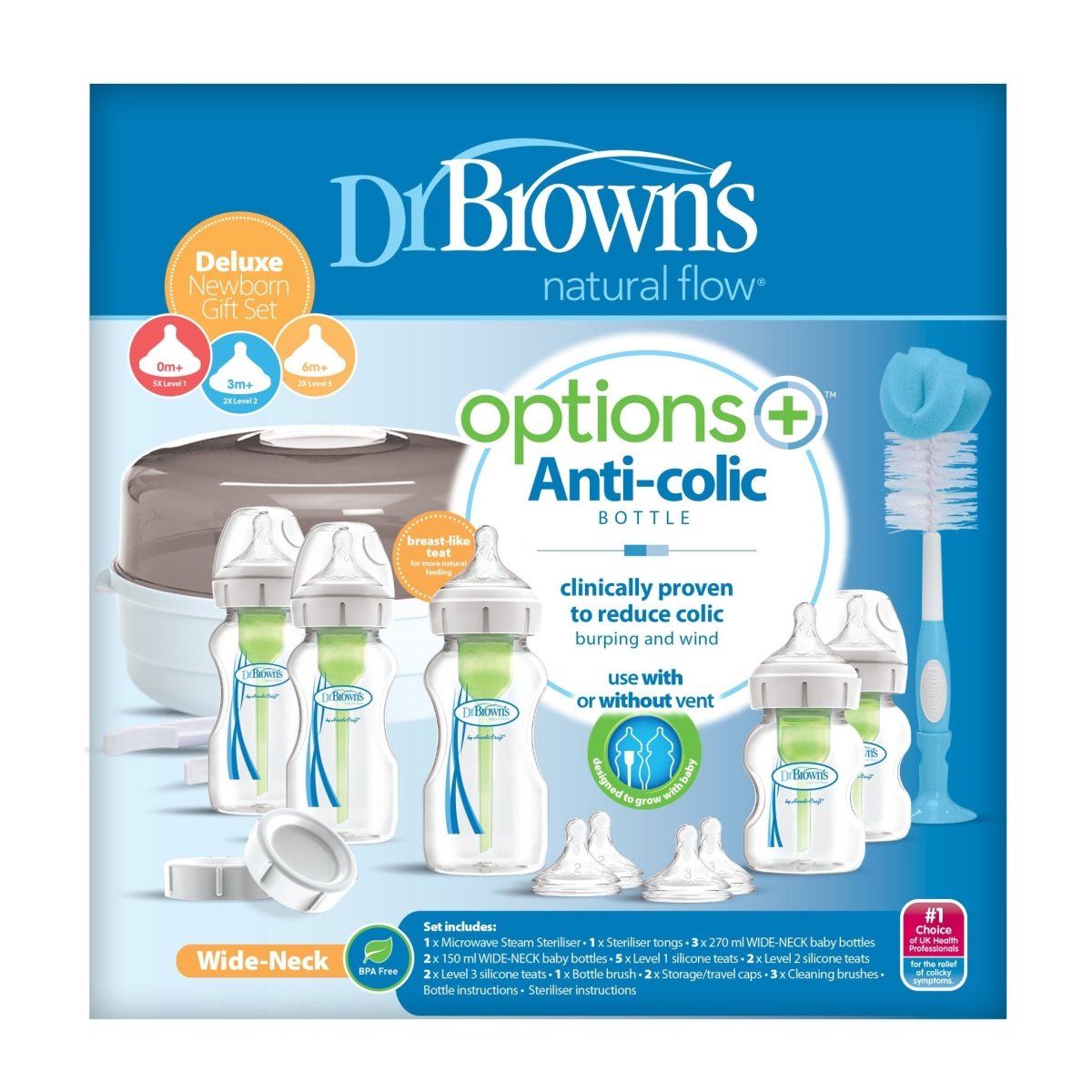 Dr Brown’s Options+ Wide Neck Baby Bottle Newborn Deluxe Gift Set - Dr Brown's - 2 - Baby & Kids - ThePharmacy