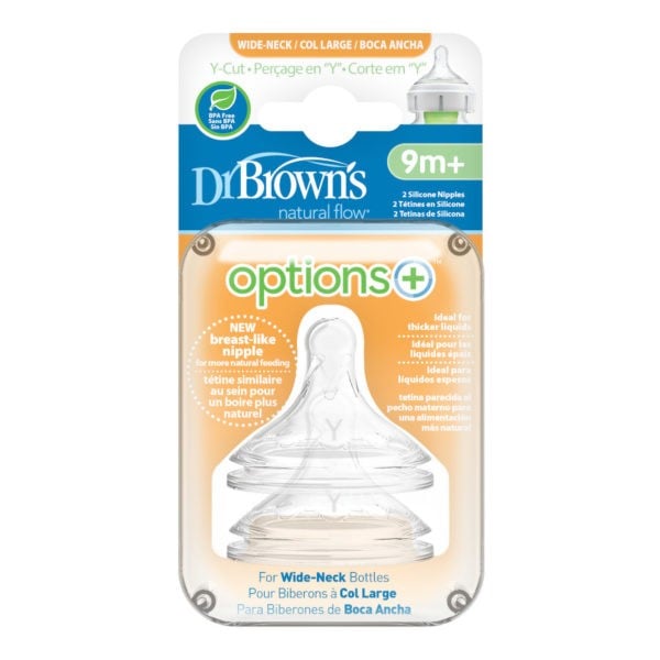 Dr Brown’s Options+ Wide Neck Baby Bottle Nipple - Level Y 9M+ (2 pack) - Dr Brown's - 2 - Baby & Kids - ThePharmacy